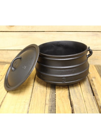 Potjie Cast Iron Flat Pot - 7 Quart Size 2