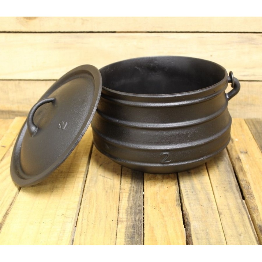 Flat Bottom Cast Iron Potbelly Cauldron - BBQ Grill Cast Iron Kettle