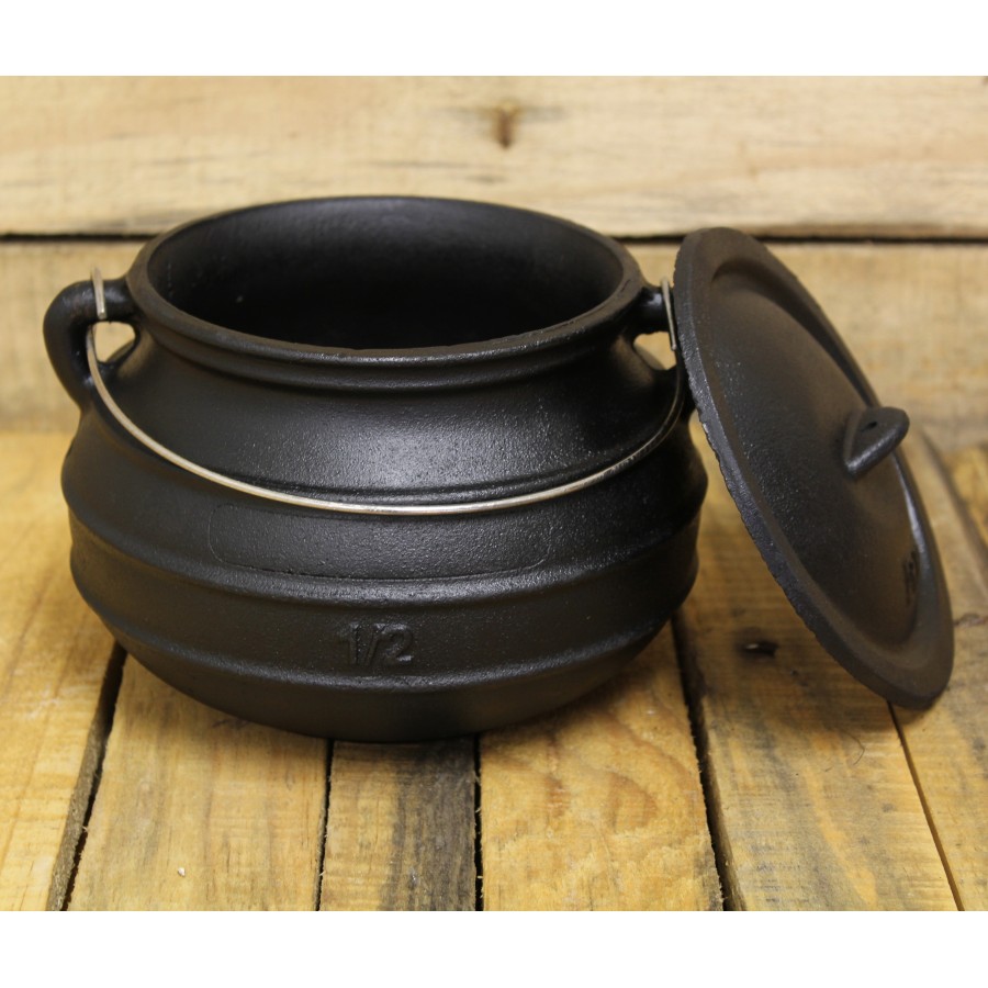 Flat Bottom Cast Iron Cooking Pot - Cast Iron Kettle, BBQ Grill Pot