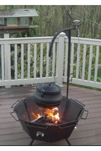 Backyard Fire Pit Cooker with Kettle Hook