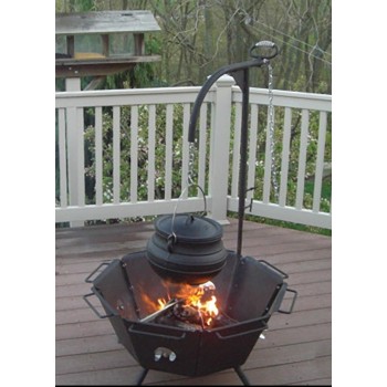 Backyard Fire Pit Cooker with Kettle Hook