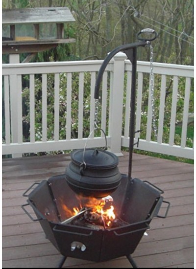 Backyard Fire Pit Cooker with Kettle Hook