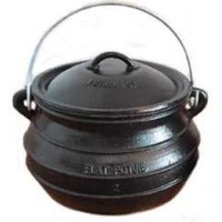 Potjie Cast Iron Flat Pot - 7 Quart Size 2