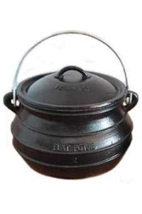 Potjie Cast Iron Flat Pot - 2 Quart Size 1/2