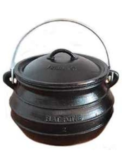 Potjie Cast Iron Flat Pot - 2 Quart Size 1/2