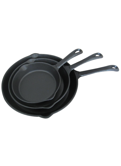 Cast Iron Skillet Trio with Long Handles