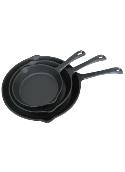 Cast Iron Skillet Trio with Long Handles